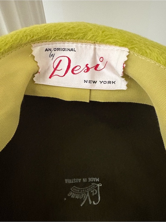 Round Pillbox Hat in Olive and Chartreuse main image 5